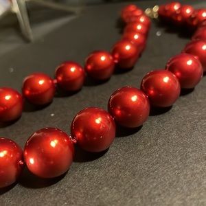Charter Club Red Pearls Bead Choker